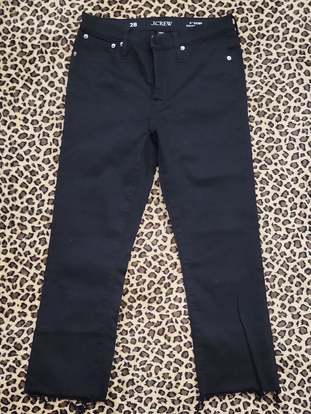 J. Crew Black Straight Leg Jeans with Raw Hem
